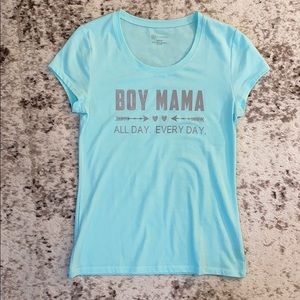 Teal T-shirt boy mama all day every day